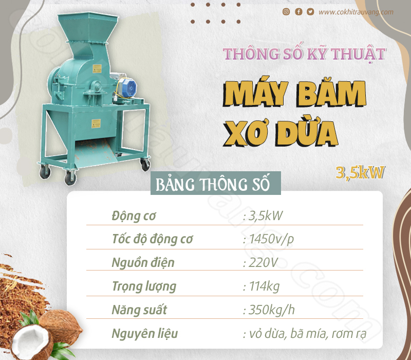 Máy xay xơ dừa 3.5kW